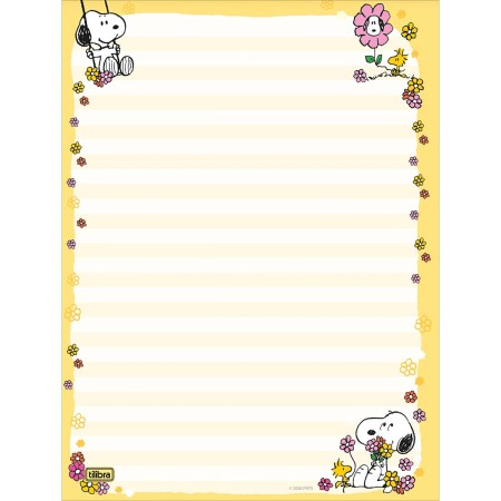 Foto ilustrativa Caderno Colado Papel de Carta Snoopy 48 Folhas