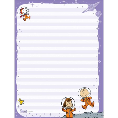 Foto ilustrativa Caderno Colado Papel de Carta Snoopy 48 Folhas