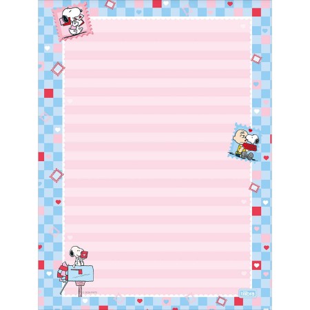 Foto ilustrativa Caderno Colado Papel de Carta Snoopy 48 Folhas