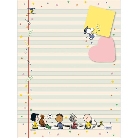 Foto ilustrativa Caderno Colado Papel de Carta Snoopy 48 Folhas