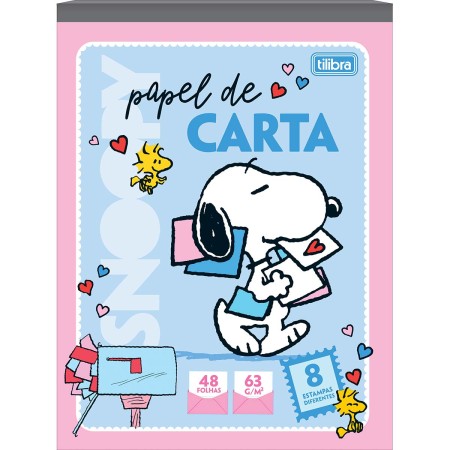Foto ilustrativa Caderno Colado Papel de Carta Snoopy 48 Folhas
