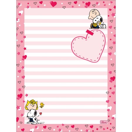 Foto ilustrativa Caderno Colado Papel de Carta Snoopy 50 Folhas