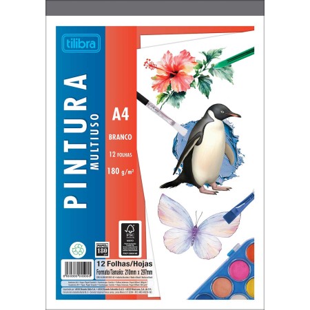 Foto ilustrativa Caderno Colado Pintura Multiuso A4 Tilibra 12 Folhas
