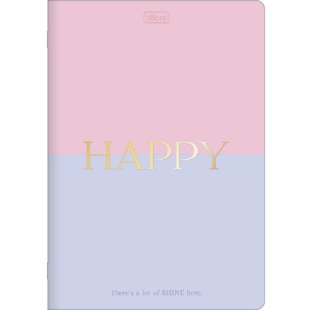Foto ilustrativa Caderno Colegial Grampeado Flexível Happy 32 Folhas
