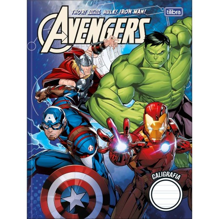 Foto ilustrativa Caderno de Caligrafia Brochura Capa Dura Avengers 40 Folhas