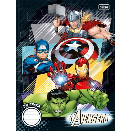 Foto ilustrativa Caderno de Caligrafia Brochura Capa Dura Avengers 40 Folhas
