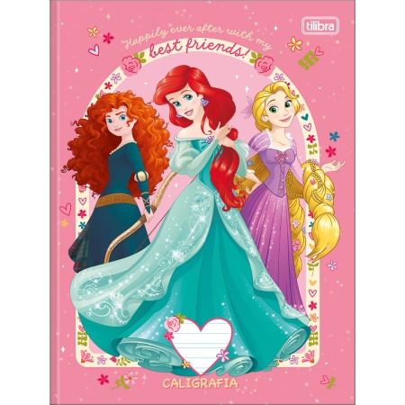 Foto ilustrativa Caderno de Caligrafia Brochura Capa Dura Princesas 40 Folhas