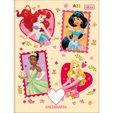 Foto ilustrativa Caderno de Caligrafia Brochura Capa Dura Princesas 40 Folhas