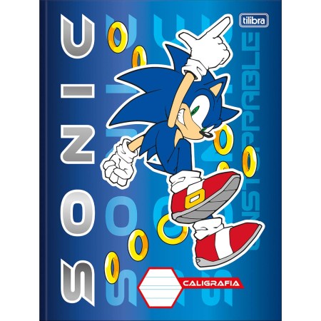 Foto ilustrativa Caderno de Caligrafia Brochura Capa Dura Universitário Sonic 40 Folhas