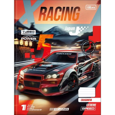 Foto ilustrativa Caderno de Caligrafia Brochura Capa Dura X-Racing 40 Folhas