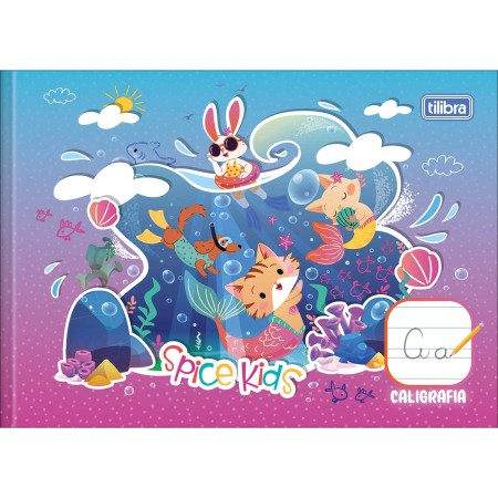 Foto ilustrativa Caderno de Caligrafia Horizontal Brochura 1/4 Capa Dura Spice Kids 40 Folhas
