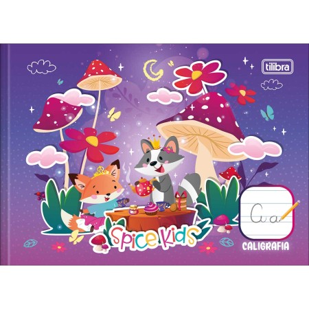 Foto ilustrativa Caderno de Caligrafia Horizontal Brochura 1/4 Capa Dura Spice Kids 40 Folhas
