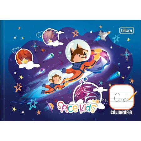 Foto ilustrativa Caderno de Caligrafia Horizontal Brochura 1/4 Capa Dura Spice Kids 40 Folhas