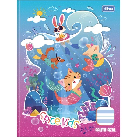Foto ilustrativa Caderno de Caligrafia Pauta Azul Brochura Capa Dura Spice Kids 40 Folhas