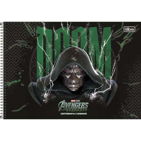 Foto ilustrativa Caderno de Cartografia e Desenho Espiral Capa Dura Avengers Doomsday 80 Folhas