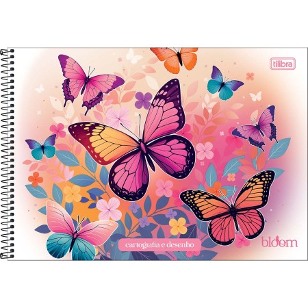 Foto ilustrativa Caderno de Cartografia e Desenho Espiral Capa Dura Bloom 80 Folhas
