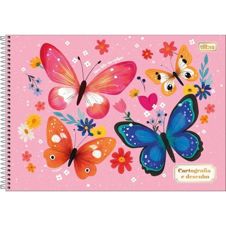 Foto ilustrativa Caderno de Cartografia e Desenho Espiral Capa Dura Bloom 80 Folhas