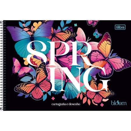 Foto ilustrativa Caderno de Cartografia e Desenho Espiral Capa Dura Bloom 80 Folhas