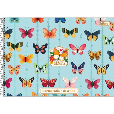 Foto ilustrativa Caderno de Cartografia e Desenho Espiral Capa Dura Bloom 80 Folhas