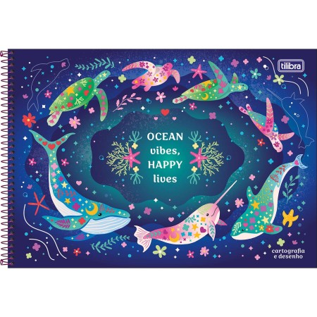 Foto ilustrativa Caderno de Cartografia e Desenho Espiral Capa Dura Bubble 80 Folhas