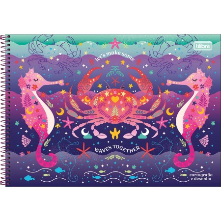 Foto ilustrativa Caderno de Cartografia e Desenho Espiral Capa Dura Bubble 80 Folhas