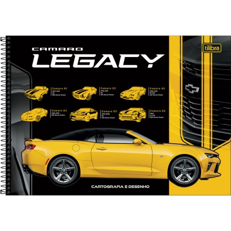 Foto ilustrativa Caderno de Cartografia e Desenho Espiral Capa Dura Camaro e Corvette 80 Folhas