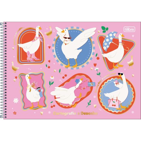 Foto ilustrativa Caderno de Cartografia e Desenho Espiral Capa Dura Cindy 80 Folhas