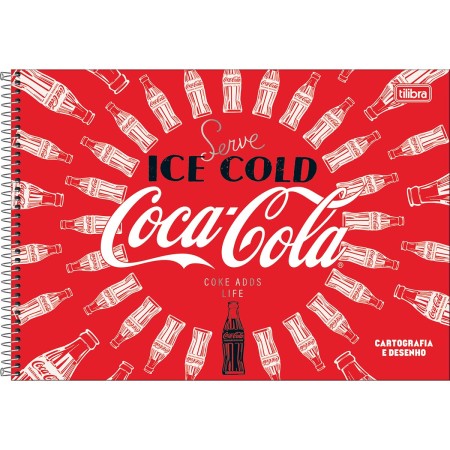 Foto ilustrativa Caderno de Cartografia e Desenho Espiral Capa Dura Coca-Cola 80 Folhas