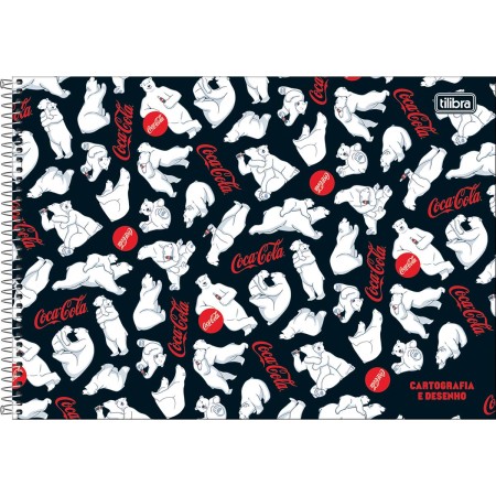 Foto ilustrativa Caderno de Cartografia e Desenho Espiral Capa Dura Coca-Cola 80 Folhas