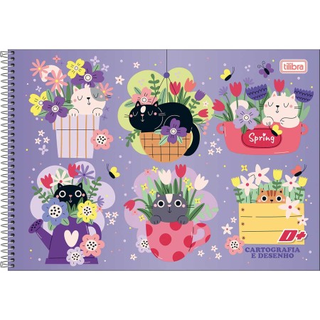 Foto ilustrativa Caderno de Cartografia e Desenho Espiral Capa Dura D+ Feminino 96 Folhas