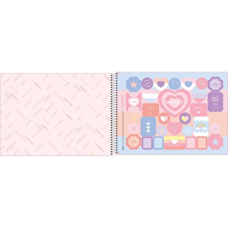 Foto ilustrativa Caderno de Cartografia e Desenho Espiral Capa Dura Happy 80 Folhas