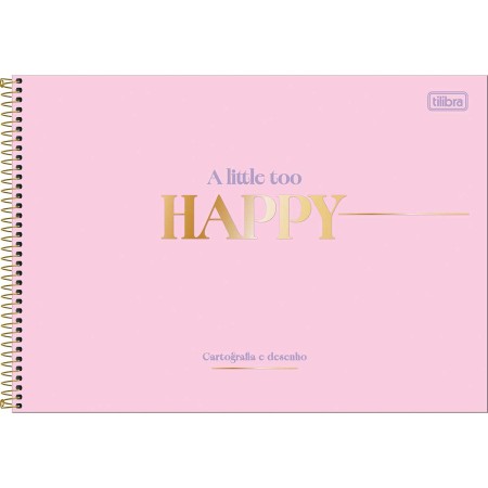 Foto ilustrativa Caderno de Cartografia e Desenho Espiral Capa Dura Happy 80 Folhas