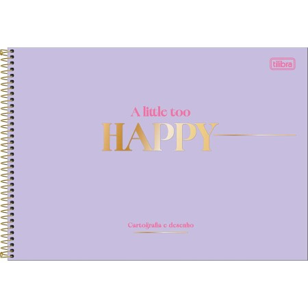 Foto ilustrativa Caderno de Cartografia e Desenho Espiral Capa Dura Happy 80 Folhas