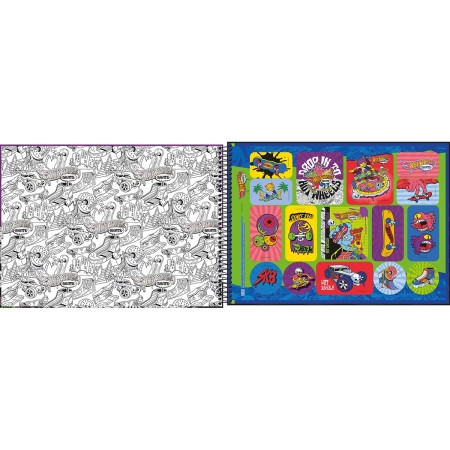 Foto ilustrativa Caderno de Cartografia e Desenho Espiral Capa Dura Hot Wheels Skate 80 Folhas