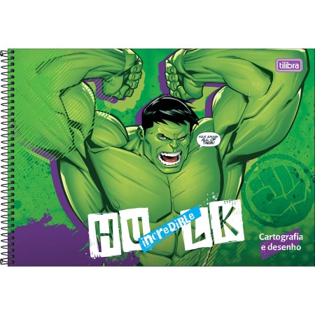 Foto ilustrativa Caderno de Cartografia e Desenho Espiral Capa Dura Hulk 80 Folhas