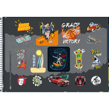 Foto ilustrativa Caderno de Cartografia e Desenho Espiral Capa Dura Hype 80 Folhas