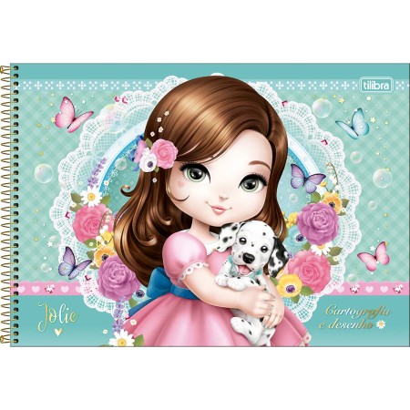 Foto ilustrativa Caderno de Cartografia e Desenho Espiral Capa Dura Jolie 80 Folhas