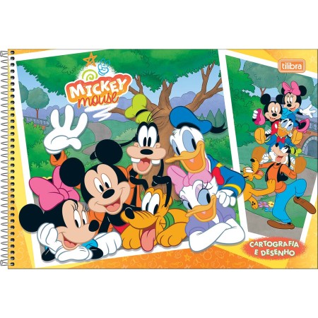 Foto ilustrativa Caderno de Cartografia e Desenho Espiral Capa Dura Mickey 80 Folhas