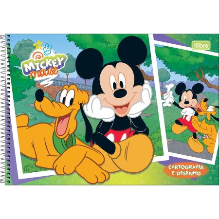 Foto ilustrativa Caderno de Cartografia e Desenho Espiral Capa Dura Mickey 80 Folhas