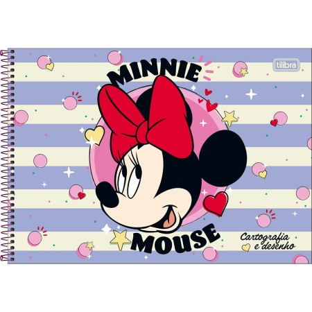 Foto ilustrativa Caderno de Cartografia e Desenho Espiral Capa Dura Minnie 80 Folhas