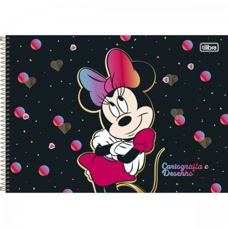 Caderno cartografia e desenho capa dura 80 folhas Disney Minnie Kawaii,  Spiral, 2373631- PT 1 UN - Escolar - Kalunga