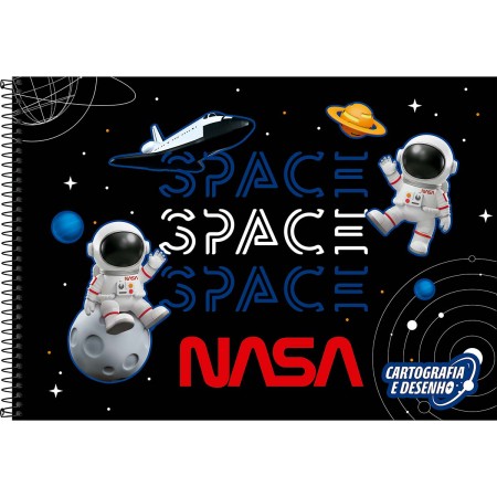 Foto ilustrativa Caderno de Cartografia e Desenho Espiral Capa Dura Nasa 80 Folhas