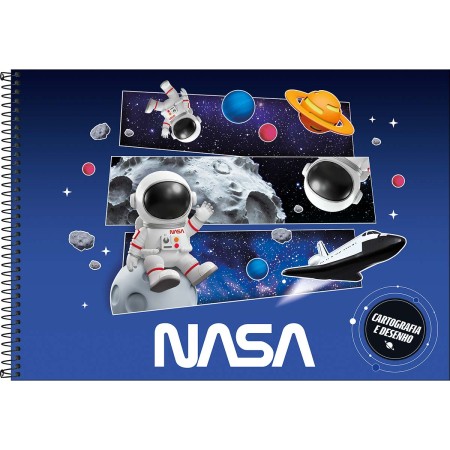 Foto ilustrativa Caderno de Cartografia e Desenho Espiral Capa Dura Nasa 80 Folhas