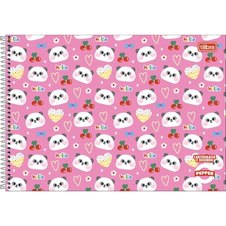 Foto ilustrativa Caderno de Cartografia e Desenho Espiral Capa Dura Pepper Feminino 80 Folhas