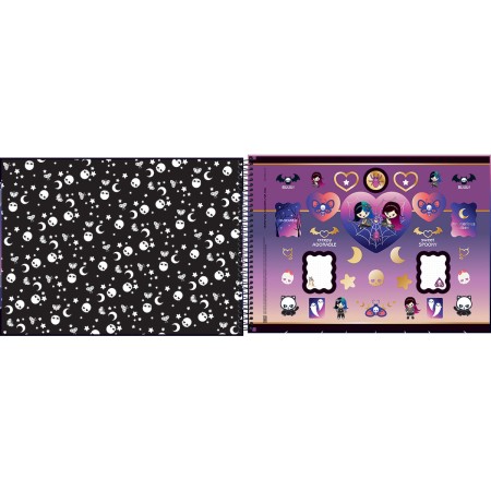 Foto ilustrativa Caderno de Cartografia e Desenho Espiral Capa Dura Plush Poison 80 Folhas