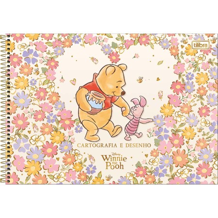 Foto ilustrativa Caderno de Cartografia e Desenho Espiral Capa Dura Pooh 80 Folhas