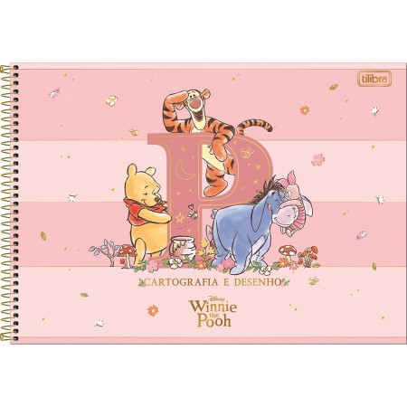 Foto ilustrativa Caderno de Cartografia e Desenho Espiral Capa Dura Pooh 80 Folhas