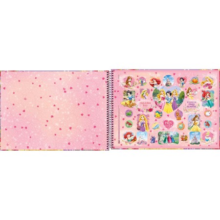 Foto ilustrativa Caderno de Cartografia e Desenho Espiral Capa Dura Princesas 80 Folhas