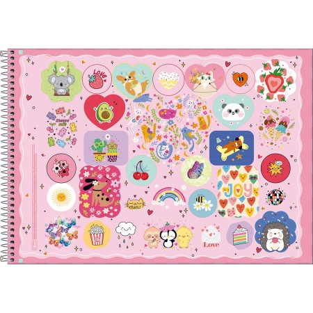 Foto ilustrativa Caderno de Cartografia e Desenho Espiral Capa Dura Show Feminino 80 Folhas