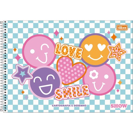 Foto ilustrativa Caderno de Cartografia e Desenho Espiral Capa Dura Show Feminino 80 Folhas